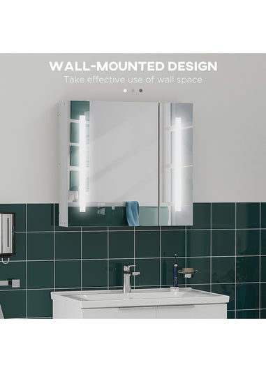 kleankin White LED Illuminated Mirror Cabinet (70cm x 15cm x 65cm)