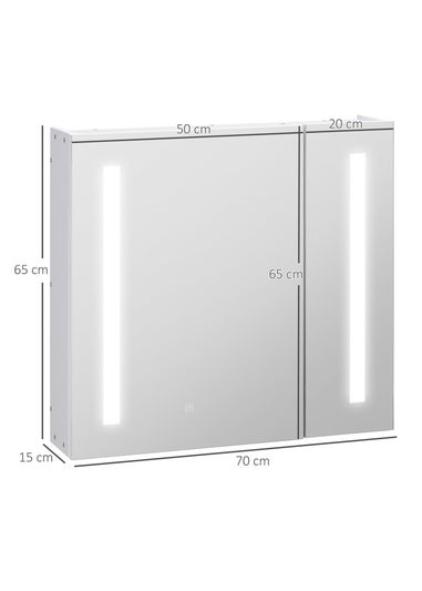 kleankin White LED Illuminated Mirror Cabinet (70cm x 15cm x 65cm)