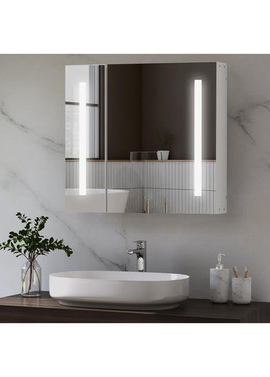 kleankin White LED Illuminated Mirror Cabinet (70cm x 15cm x 65cm)