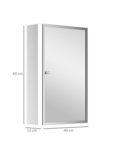 HOMCOM Silver Mirror Cabinet Shelves (60cm x 40cm x 13cm)