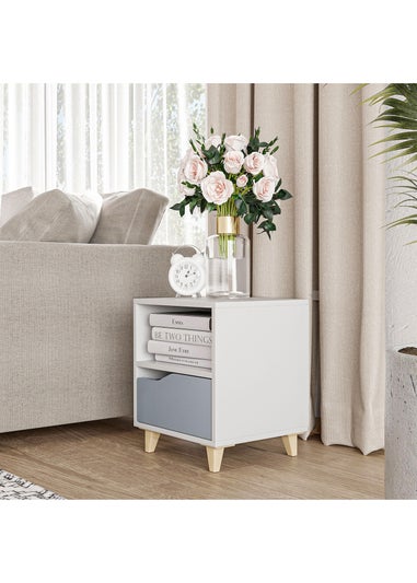 HOMCOM White Bedroom Bedside Table (36.8cm x 33cm x 43.8cm)