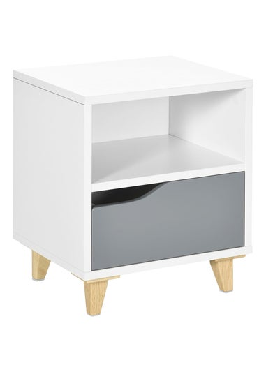 HOMCOM White Bedroom Bedside Table (36.8cm x 33cm x 43.8cm)