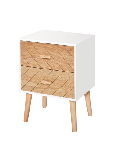 HOMCOM White 2 Drawers Bedside Table (40cm x 30cm x 55.5cm)