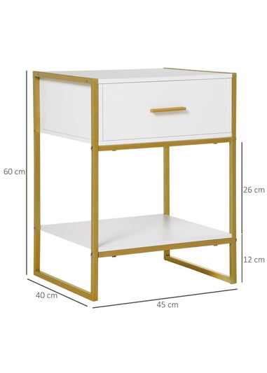 HOMCOM White Modern Bedside Table (45cm x 40cm x 60cm)