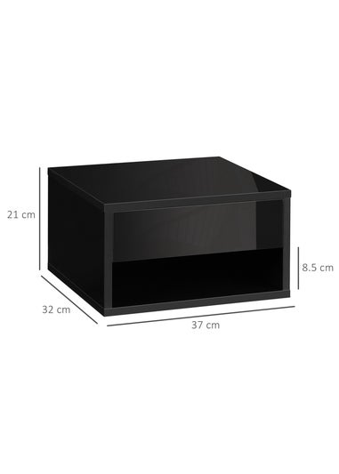 HOMCOM Black Floating Bedside Table Set of 2 (37cm x 32cm x 21cm)