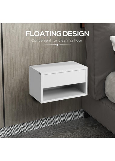 HOMCOM White Floating Bedside Table Set of 2 (37cm x 32cm x 21cm)