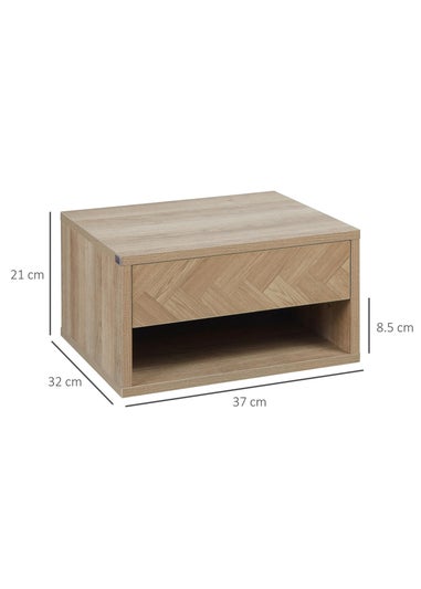 HOMCOM Natural Floating Bedside Table Set of 2 (37cm x 32cm x 21cm)