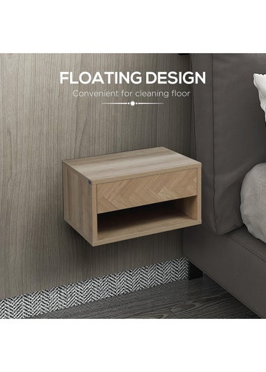 HOMCOM Natural Floating Bedside Table Set of 2 (37cm x 32cm x 21cm)