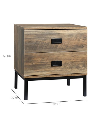 HOMCOM Brown Retro Metal Frame Bedside Table (45cm x 39cm x 50cm)