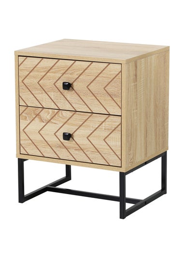 HOMCOM Natural Unique Zig Zag Design Bedside Table (48cm x 39.5cm x 60cm)