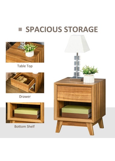 HOMCOM Brown Storage Organizer Bedside Table (40cm x 40cm x 50cm)