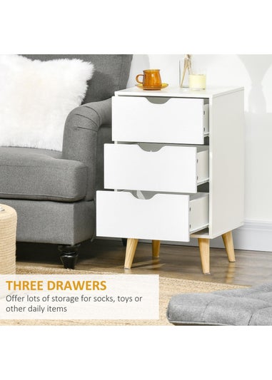 HOMCOM White 3 Drawer Unit Storage Chest (40cm x 35cm x 68.5cm)