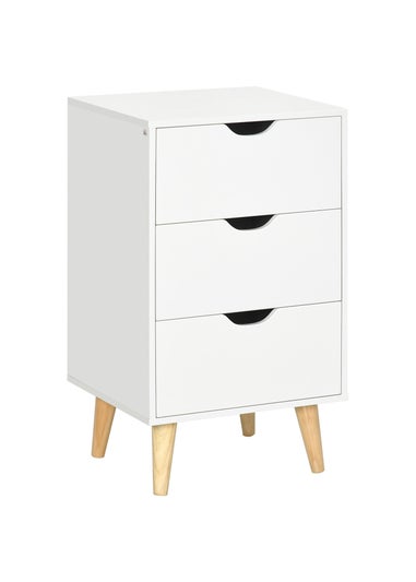 HOMCOM White 3 Drawer Unit Storage Chest (40cm x 35cm x 68.5cm)