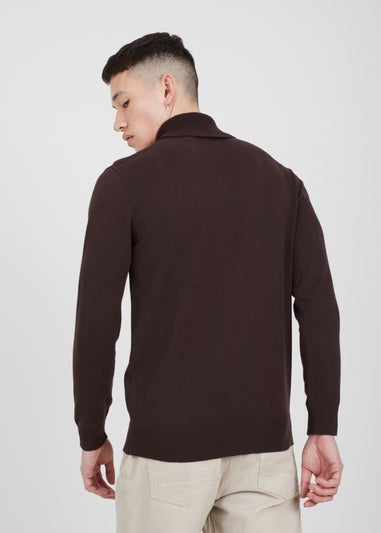 Brave Soul Chocolate Hume Roll Neck Jumper