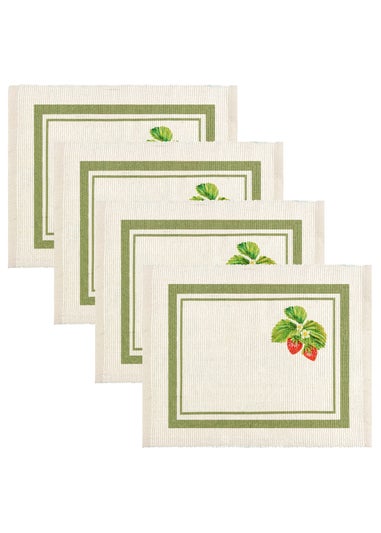 furn. Strawberry Set Of 4 Table Placemats (46 x 36cm)