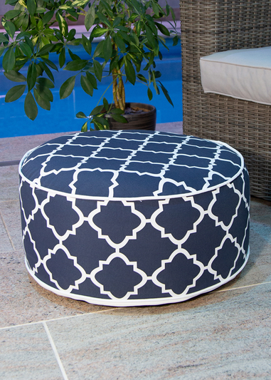 Charles Bentley Indoor/Outdoor Inflatable Navy Foot Stool Bean Bag (H23cm x Dia. 53cm)