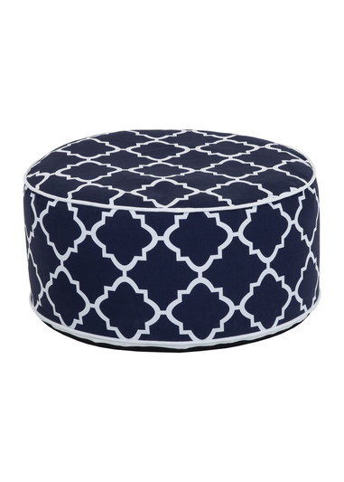 Charles Bentley Indoor/Outdoor Inflatable Navy Foot Stool Bean Bag (H23cm x Dia. 53cm)