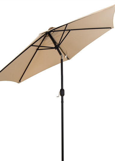 Charles Bentley Garden Metal Beige Patio Umbrella Parasol With Crank & Tilt (235.5cm, 38mm Pole)