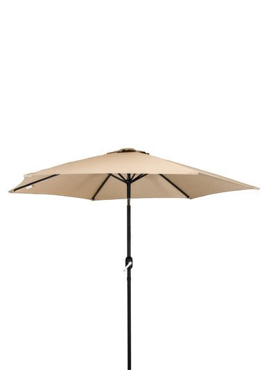 Charles Bentley Garden Metal Beige Patio Umbrella Parasol With Crank & Tilt (235.5cm, 38mm Pole)