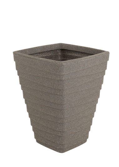 Charles Bentley Grey Pair of Tall Trojan Square Granite Pots (Dia. 40cm)