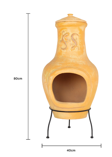 Charles Bentley Outdoor Large Terracotta Clay Chiminea Patio Heater (80cm x 40cm)