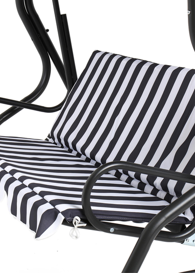 Charles Bentley 2-3 Seater Garden Grey Striped Swing Seat Hammock (H154 x W173 x D111cm)