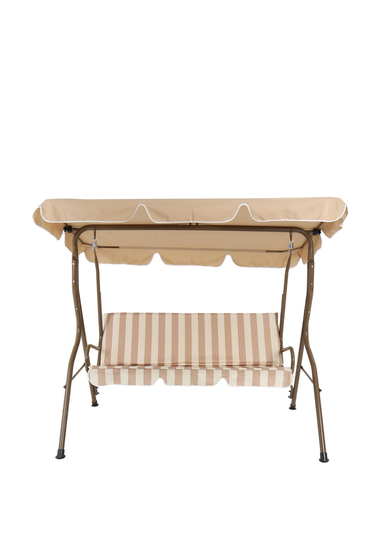 Charles Bentley 2-3 Seater Garden Beige Striped Swing Seat Hammock (H154 x W173 x D111cm)