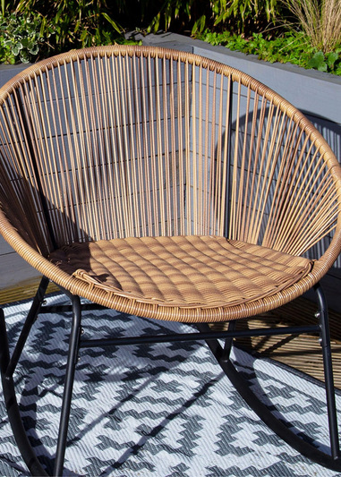 Charles Bentley Zanzibar Rocking Chair Natural Rattan String Seat (H72 x D74 x W77cm)