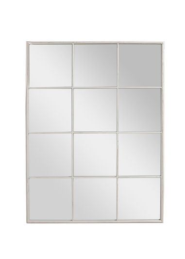 Charles Bentley Large Industrial Window Antique White Mirror (L130 x D2.5 x W95cm)