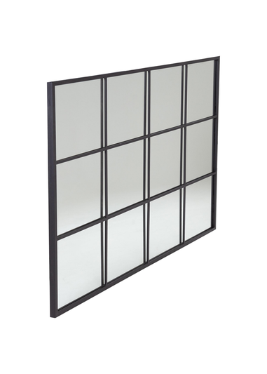 Charles Bentley Large Industrial Window Black Mirror (L120 x D2.5cm x W80cm)