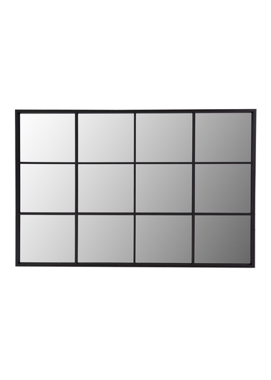 Charles Bentley Large Industrial Window Black Mirror (L120 x D2.5cm x W80cm)