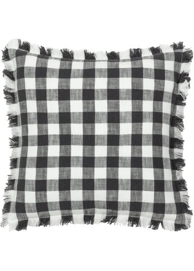 Yard Barton Check Fringed Filled Cushion (45 x 45 x 8 cm)