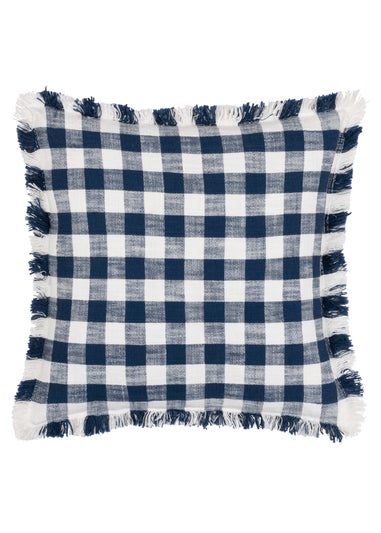 Yard Barton Check Fringed Filled Cushion (45 x 45 x 8 cm)