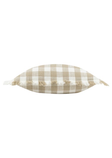 Yard Barton Check Fringed Filled Cushion (45 x 45 x 8 cm)