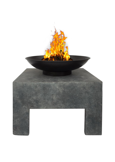 Charles Bentley Fire Pit with Metal Fire Bowl and Square Base (42cm x 40cm x 44cm)