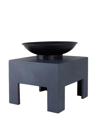 Charles Bentley Fire Pit with Metal Fire Bowl and Square Base (42cm x 40cm x 44cm)