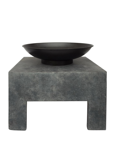 Charles Bentley Fire Pit with Metal Fire Bowl and Square Base (42cm x 40cm x 44cm)