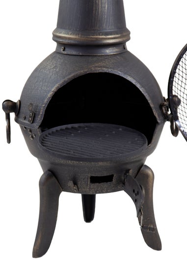 Charles Bentley Extra-Large Cast Iron Chiminea Black Patio Heater (120cm x 43cm)