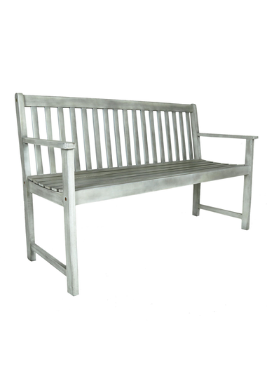 Charles Bentley FSC Acacia White Wooden Garden Outdoor Bench (H87 x L141 x D59cm)