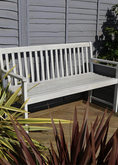 Charles Bentley FSC Acacia White Wooden Garden Outdoor Bench (H87 x L141 x D59cm)