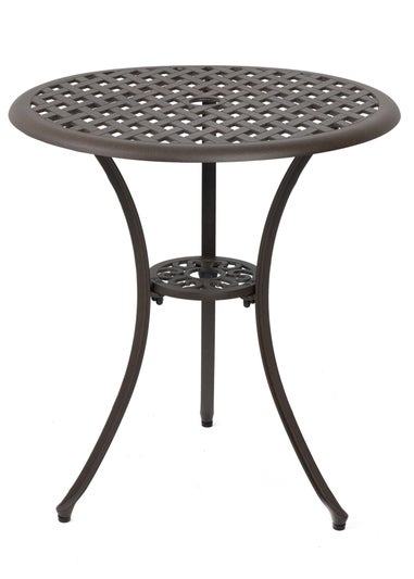 Charles Bentley Furniture Cast Aluminium Bistro Set Black Table & 2 Arm Chairs (3 Piece)