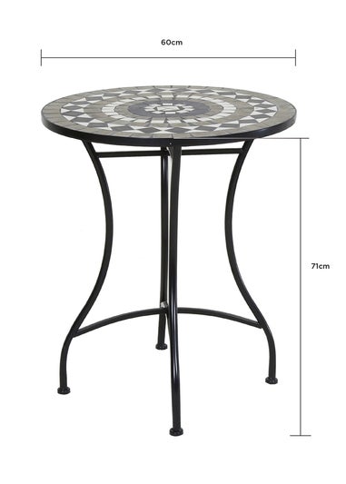 Charles Bentley Mosaic Garden & Outdoor Black Dining Bistro Set for Two (Dia.60 x H72cm)