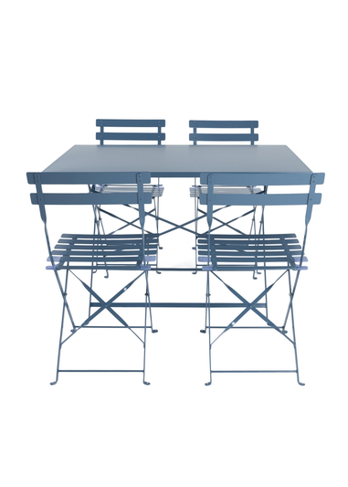 Charles Bentley Rectangular Folding Metal Navy Grey Dining Set (4 Seater)