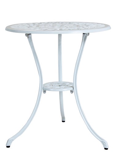 Charles Bentley Tulip Cast Aluminium White Patio Bistro Set Table & 2 Chairs (3 Piece)