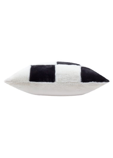 Heya Home Cozee Check Faux Fur Filled Cushion (50 x 50 x 8 cm)