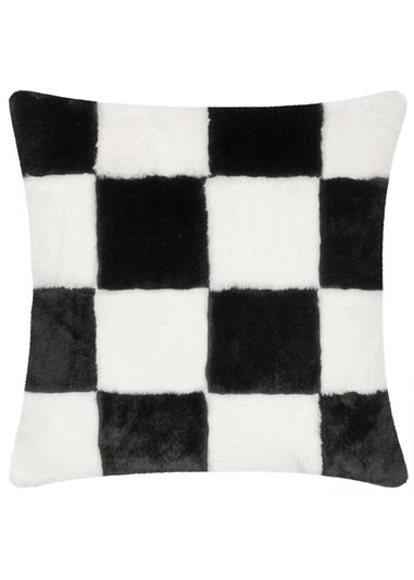 Heya Home Cozee Check Faux Fur Filled Cushion (50 x 50 x 8 cm)