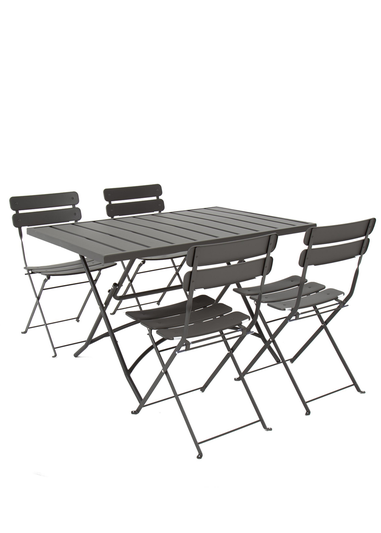 Charles Bentley Metal Powder Coated Rectangular Dark Grey Dining Set (4 Seater)