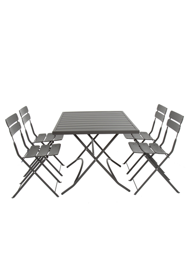 Charles Bentley Metal Powder Coated Rectangular Dark Grey Dining Set (4 Seater)