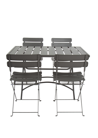 Charles Bentley Metal Powder Coated Rectangular Dark Grey Dining Set (4 Seater)