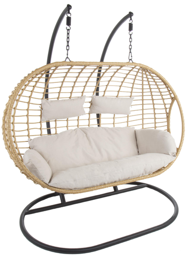 Charles Bentley Double Natural Hanging Swing Chair Seat (H196 x D117 x W167cm)